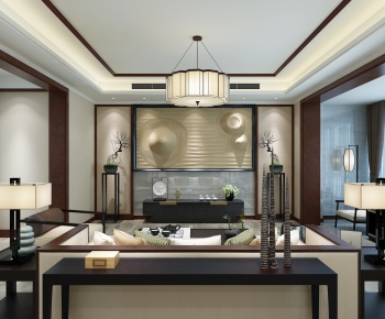 New Chinese Style A Living Room-ID:924313633