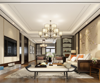 New Chinese Style A Living Room-ID:364400275