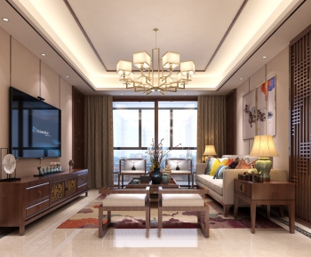 New Chinese Style A Living Room-ID:542290848
