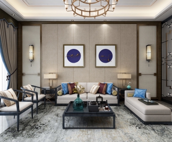 New Chinese Style A Living Room-ID:286334572