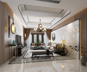 New Chinese Style A Living Room-ID:964237388