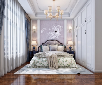 American Style Simple European Style Bedroom-ID:741460942