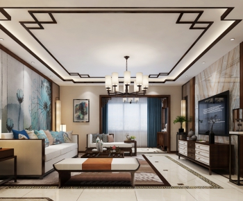 New Chinese Style A Living Room-ID:220898275