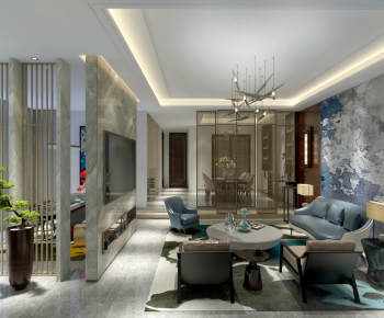 New Chinese Style A Living Room-ID:171351597