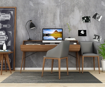 Modern Computer Desk And Chair-ID:667379395