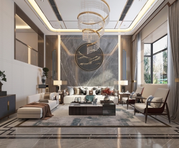 New Chinese Style A Living Room-ID:555252239