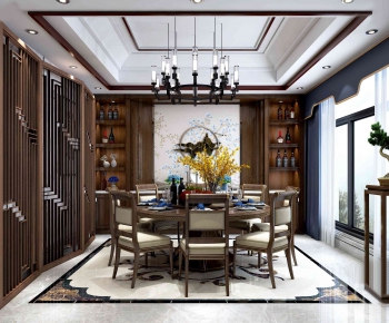New Chinese Style Dining Room-ID:686986918