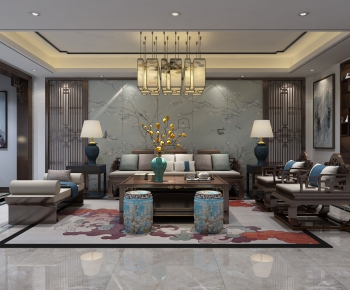New Chinese Style A Living Room-ID:776296369