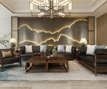 New Chinese Style A Living Room-ID:878455447