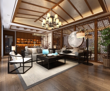 New Chinese Style A Living Room-ID:450791897