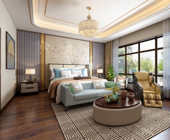 New Chinese Style Bedroom-ID:444910154