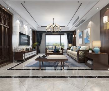 New Chinese Style A Living Room-ID:571697666