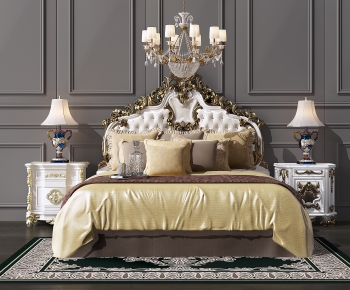 European Style Classical Style Double Bed-ID:385836652
