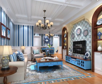 Mediterranean Style A Living Room-ID:642501935