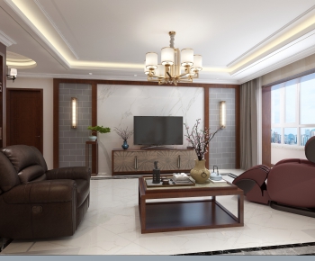 New Chinese Style A Living Room-ID:398268675