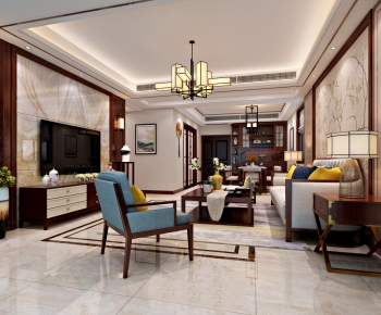 New Chinese Style A Living Room-ID:636105229