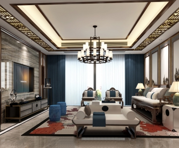 New Chinese Style A Living Room-ID:863176754