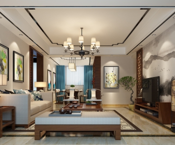 New Chinese Style A Living Room-ID:126797227