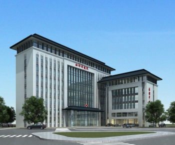 新中式办公楼医院建筑外观-ID:690375885
