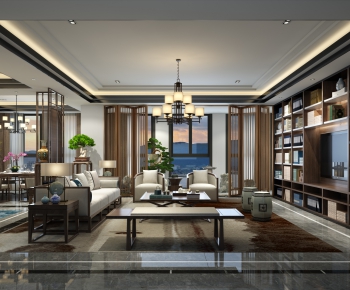 New Chinese Style A Living Room-ID:651285756