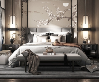 New Chinese Style Double Bed-ID:845787461