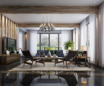 New Chinese Style A Living Room-ID:937195348