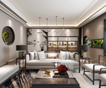 New Chinese Style A Living Room-ID:638264543