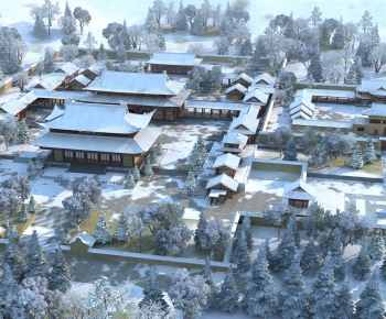 中式古建寺庙雪景-ID:166519364