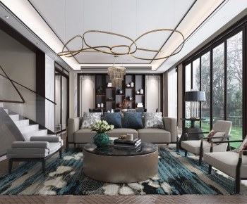 New Chinese Style A Living Room-ID:694199641
