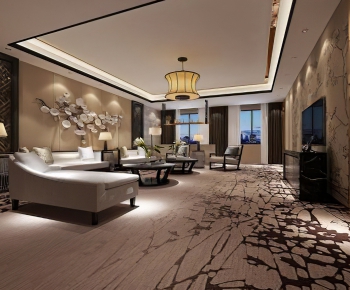 New Chinese Style A Living Room-ID:601145617