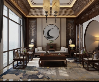 New Chinese Style A Living Room-ID:441321528