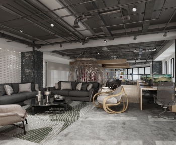 Industrial Style Office Living Room-ID:635265741