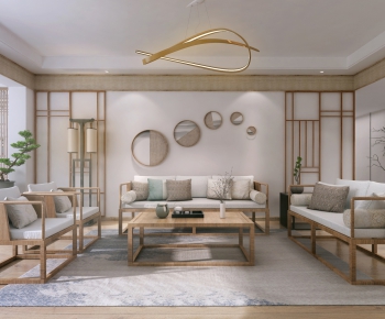 New Chinese Style A Living Room-ID:942753958