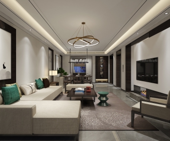 New Chinese Style A Living Room-ID:519441763