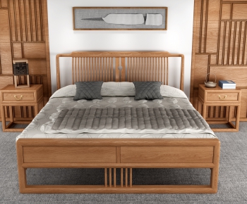New Chinese Style Double Bed-ID:114247562