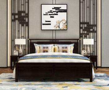New Chinese Style Double Bed-ID:634329766