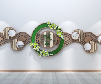 新中式创意波浪圆形文化形象展示墙-ID:406276637