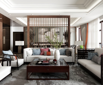 New Chinese Style A Living Room-ID:876392225