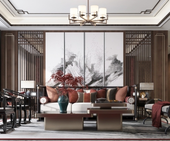 New Chinese Style A Living Room-ID:761083459
