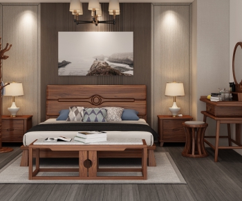 New Chinese Style Single Bed-ID:979769119