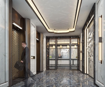 New Chinese Style Office Elevator Hall-ID:800101562