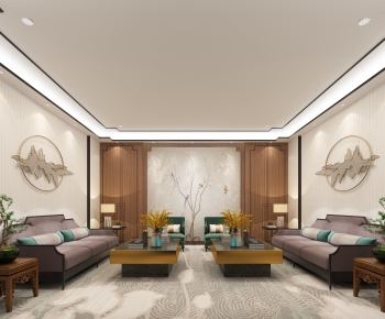 New Chinese Style Office Living Room-ID:529621159