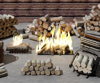 现代木材堆篝火-ID:944660247