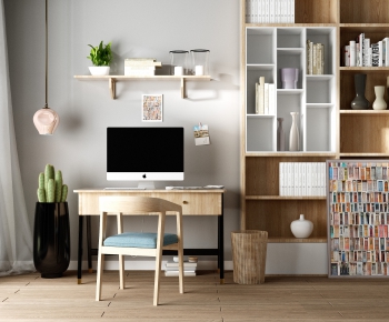 Nordic Style Computer Desk And Chair-ID:527612852