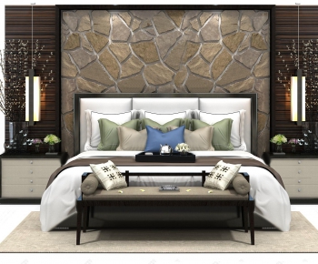 New Chinese Style Double Bed-ID:217755776
