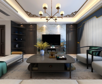 New Chinese Style A Living Room-ID:447573321