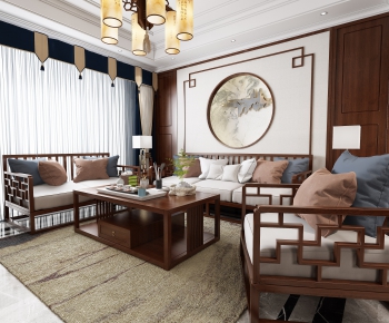 New Chinese Style A Living Room-ID:978517931