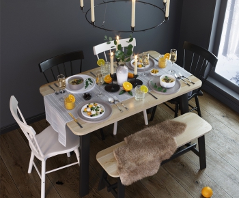 Industrial Style Dining Table And Chairs-ID:831598895