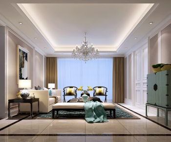 New Chinese Style A Living Room-ID:869049938