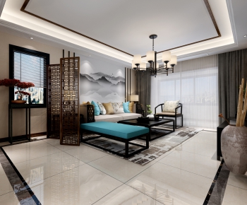 New Chinese Style A Living Room-ID:584474261